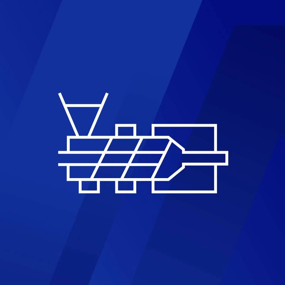 Icona del processo di stampaggio a iniezione, parte delle soluzioni di plastificazione offerte da MRS Italia.