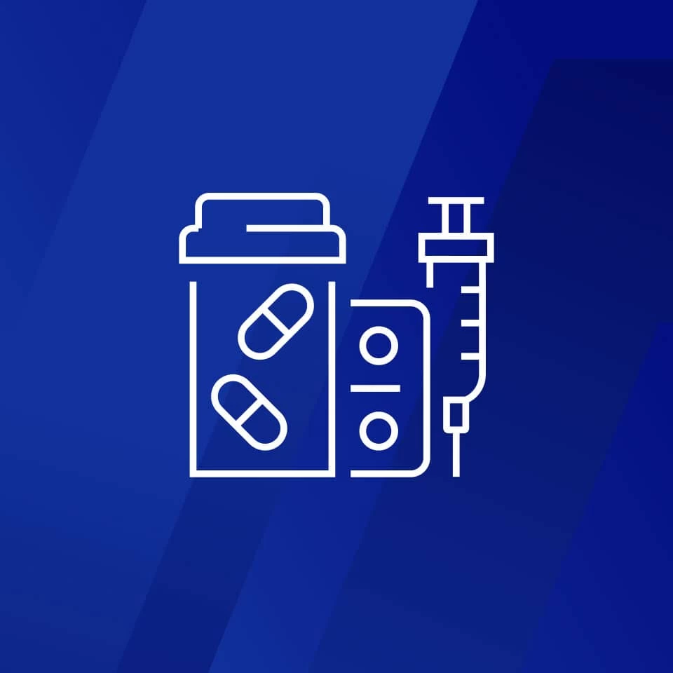 Icona del settore medicale, applicazione delle viti e gruppi di plastificazione MRS Italia per stampaggio a iniezione di componenti sanitari.